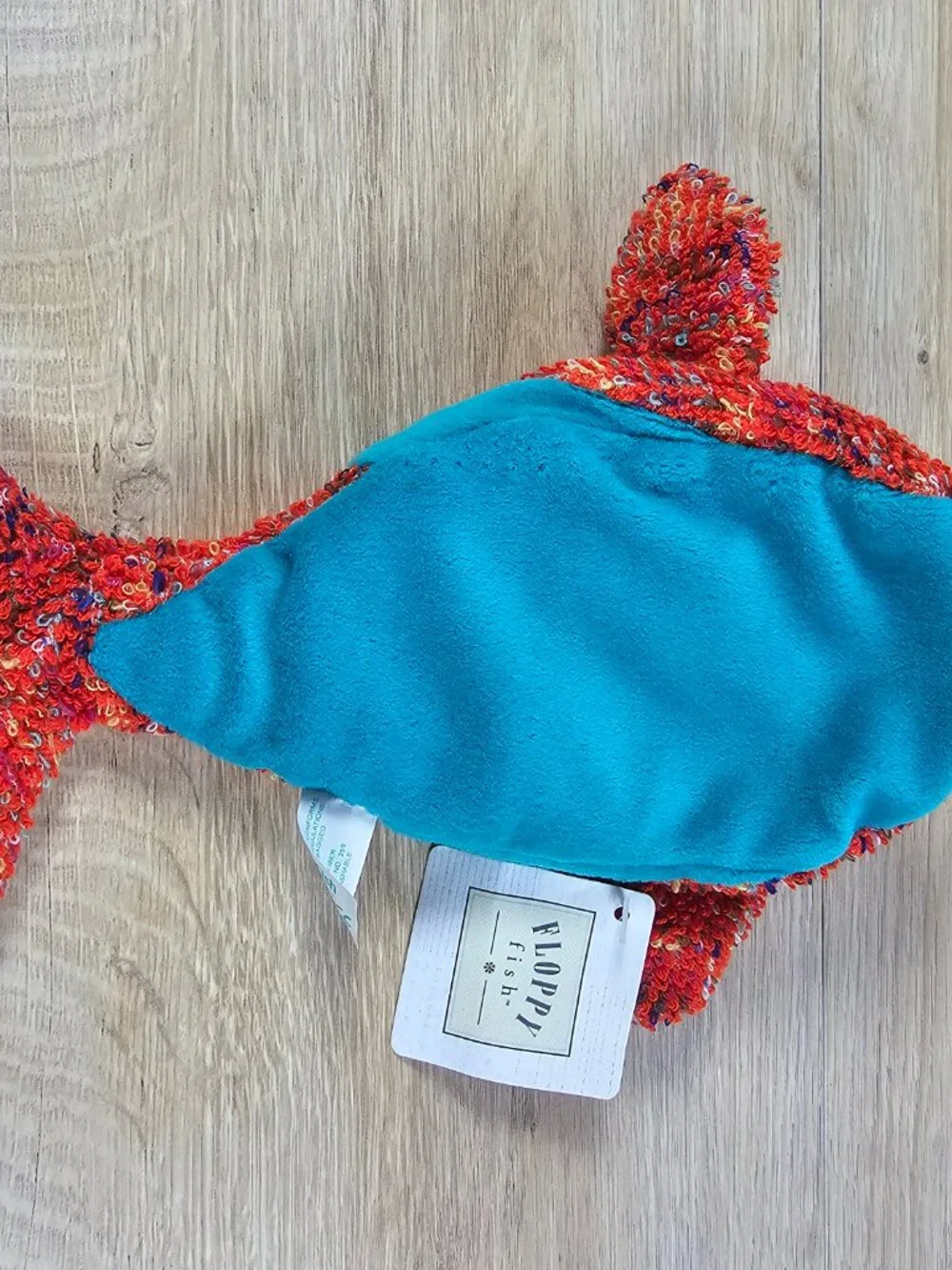 Russ Berrie Floppy Fish Beanbag Plush Toy Red Textured Terry Cloth w/ Tags 8.5